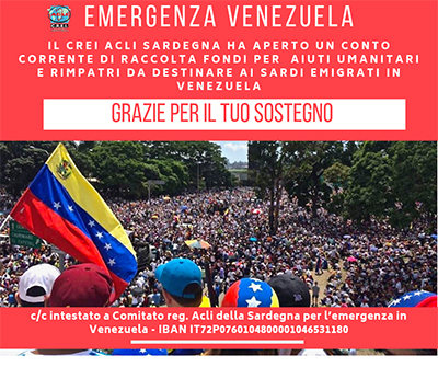 L’aiuto delle Acli ai sardi emigrati in Venezuela Attiva una raccolta di fondi per il loro sostegno